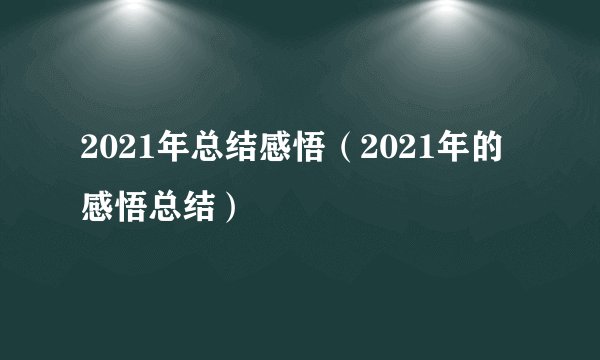 2021年总结感悟（2021年的感悟总结）