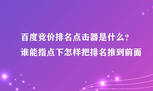 百度竞价排名点击器是什么？谁能指点下怎样把排名推到前面