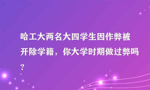 哈工大两名大四学生因作弊被开除学籍，你大学时期做过弊吗？