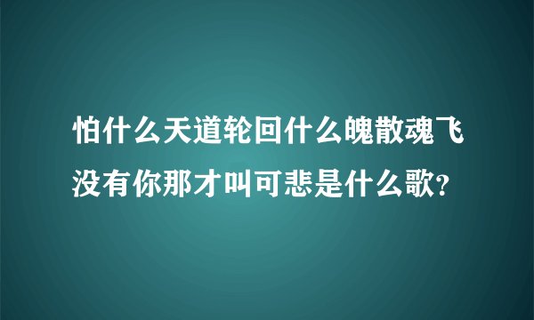 怕什么天道轮回什么魄散魂飞没有你那才叫可悲是什么歌？