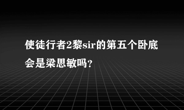 使徒行者2黎sir的第五个卧底会是梁思敏吗？