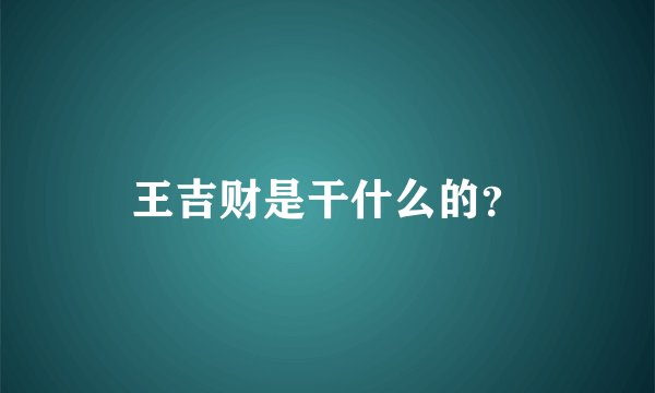 王吉财是干什么的？