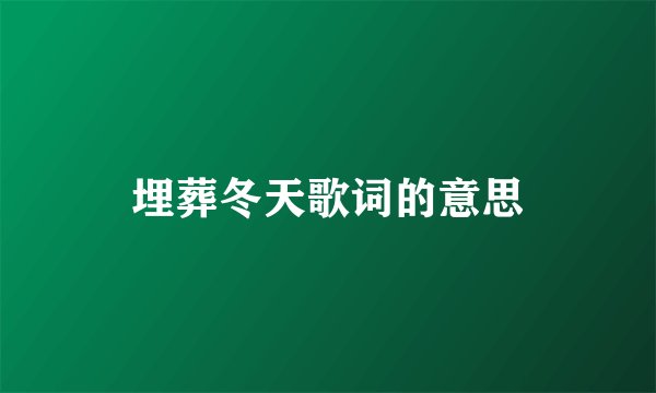 埋葬冬天歌词的意思
