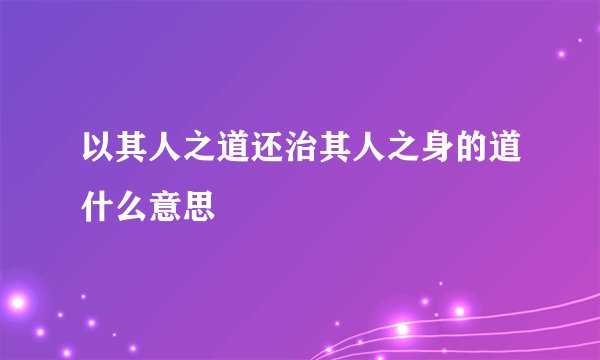 以其人之道还治其人之身的道什么意思