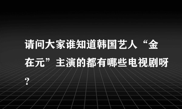 请问大家谁知道韩国艺人“金在元”主演的都有哪些电视剧呀？