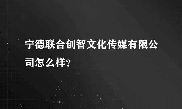 宁德联合创智文化传媒有限公司怎么样？