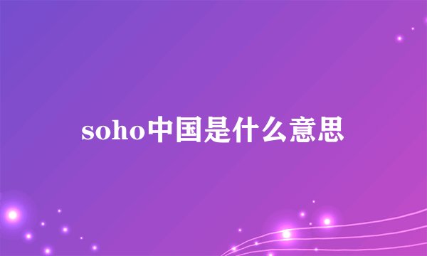 soho中国是什么意思