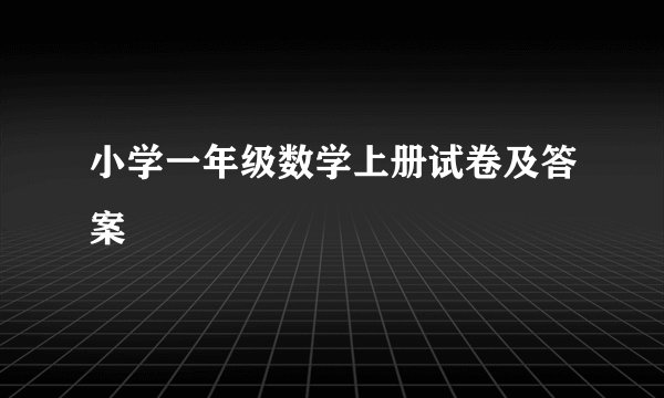 小学一年级数学上册试卷及答案