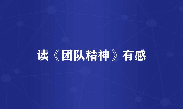 读《团队精神》有感