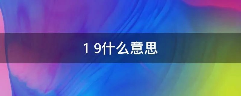 1 9什么意思