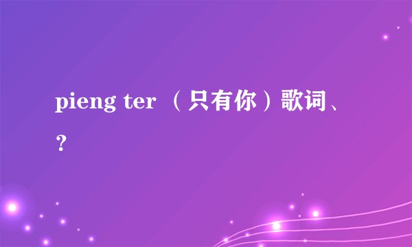 pieng ter （只有你）歌词、？