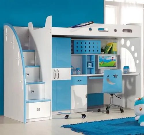 组合床儿童房布置图片 4个小卧室高低床设计方案