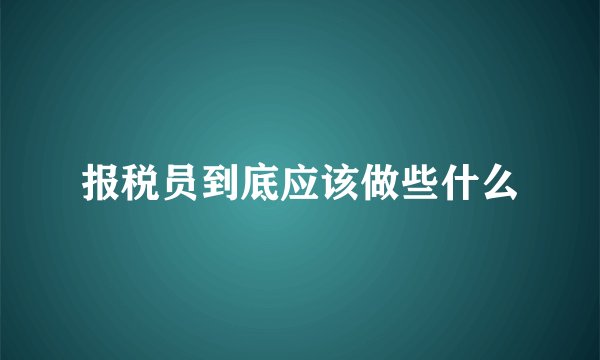报税员到底应该做些什么