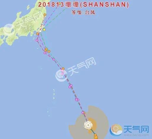 2018台风珊珊最新消息 未来最强可达十五级登陆日本