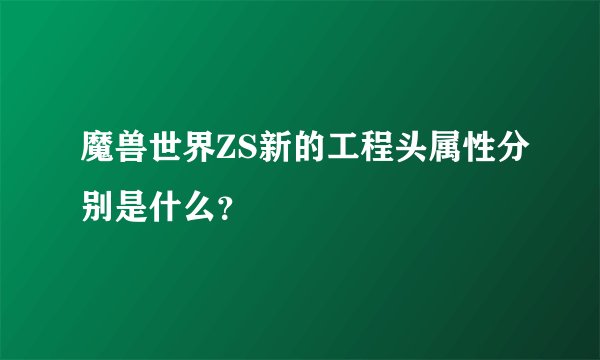 魔兽世界ZS新的工程头属性分别是什么？