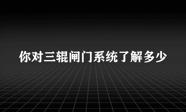 你对三辊闸门系统了解多少