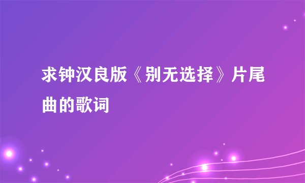 求钟汉良版《别无选择》片尾曲的歌词