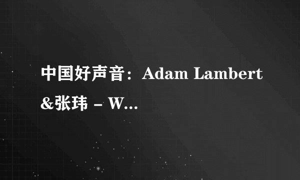 中国好声音：Adam Lambert&张玮 - Whataya Want From Me