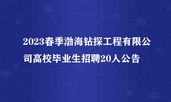 2023春季渤海钻探工程有限公司高校毕业生招聘20人公告