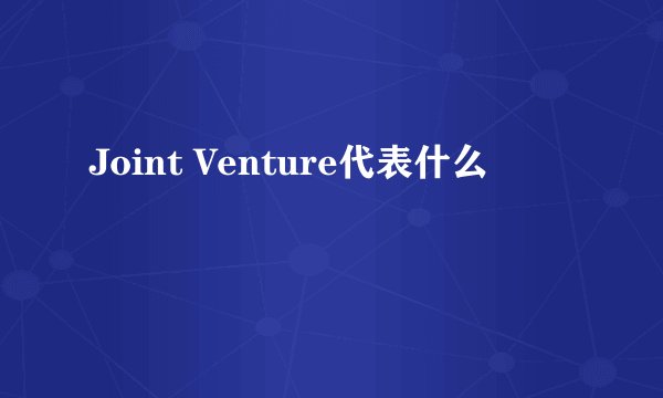 Joint Venture代表什么