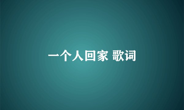 一个人回家 歌词