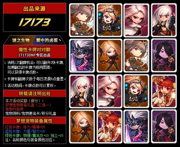 10秒轻松找到对应组合 DNF魔性卡牌对对翻答案2017