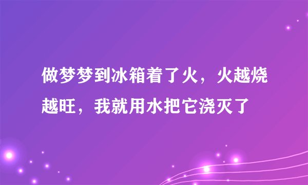做梦梦到冰箱着了火，火越烧越旺，我就用水把它浇灭了