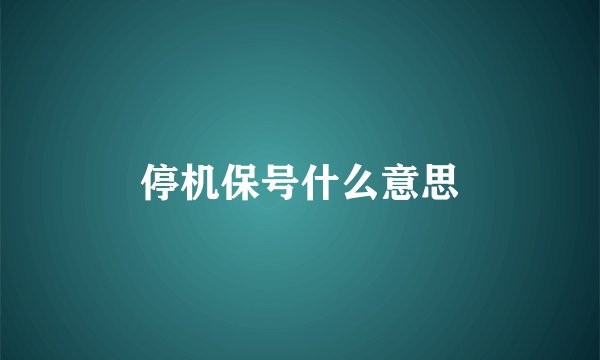 停机保号什么意思