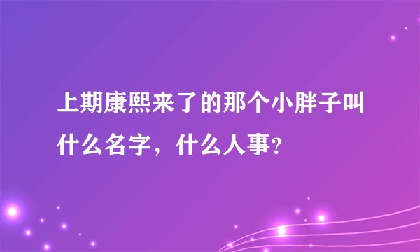 上期康熙来了的那个小胖子叫什么名字，什么人事？
