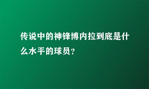 传说中的神锋博内拉到底是什么水平的球员？