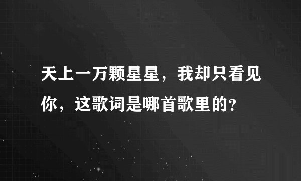 天上一万颗星星，我却只看见你，这歌词是哪首歌里的？