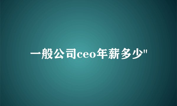 一般公司ceo年薪多少