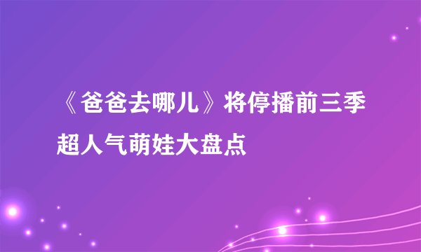 《爸爸去哪儿》将停播前三季超人气萌娃大盘点