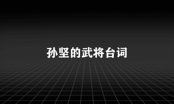 孙坚的武将台词