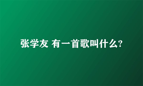 张学友 有一首歌叫什么?