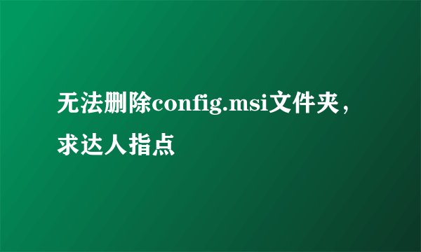 无法删除config.msi文件夹，求达人指点