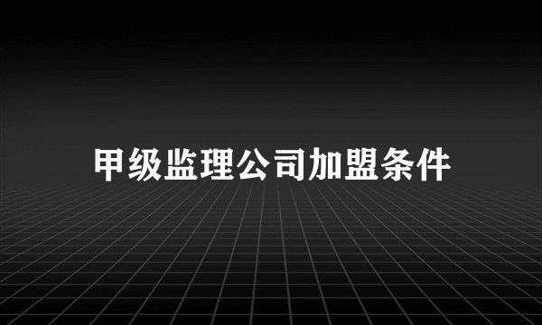 甲级监理公司加盟条件