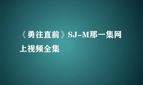 《勇往直前》SJ-M那一集网上视频全集