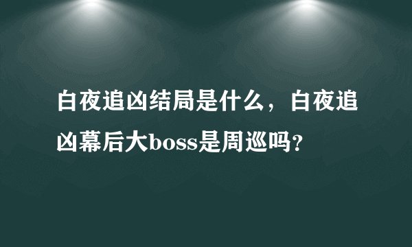 白夜追凶结局是什么，白夜追凶幕后大boss是周巡吗？