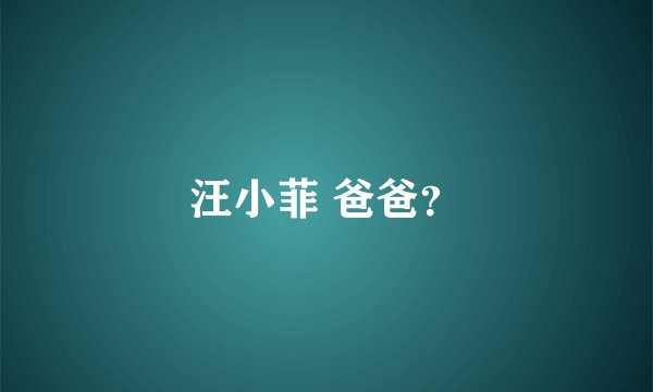 汪小菲 爸爸？