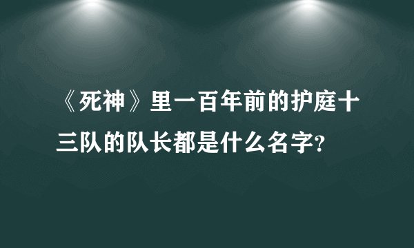 《死神》里一百年前的护庭十三队的队长都是什么名字？