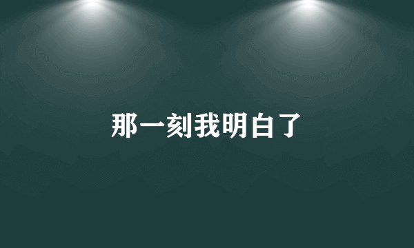 那一刻我明白了