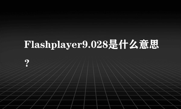 Flashplayer9.028是什么意思？