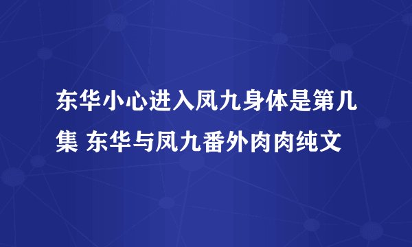 东华小心进入凤九身体是第几集 东华与凤九番外肉肉纯文