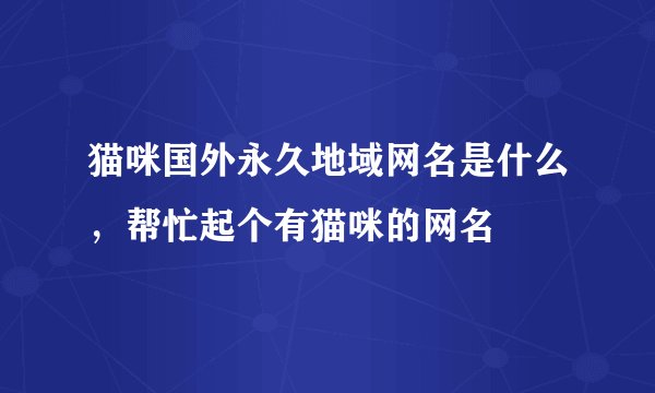 猫咪国外永久地域网名是什么，帮忙起个有猫咪的网名