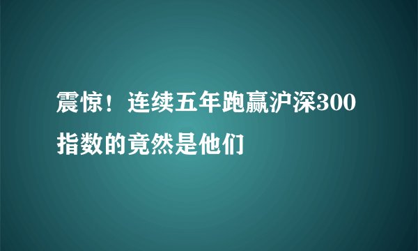 震惊！连续五年跑赢沪深300指数的竟然是他们