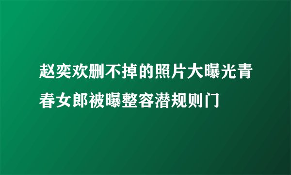 赵奕欢删不掉的照片大曝光青春女郎被曝整容潜规则门