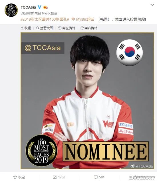 《英雄联盟》WE战队ADC选手入围亚太最帅100人候选人 投票数遥遥领先