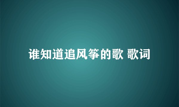 谁知道追风筝的歌 歌词