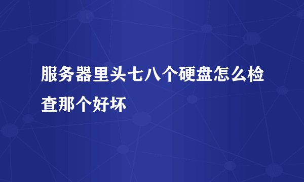 服务器里头七八个硬盘怎么检查那个好坏